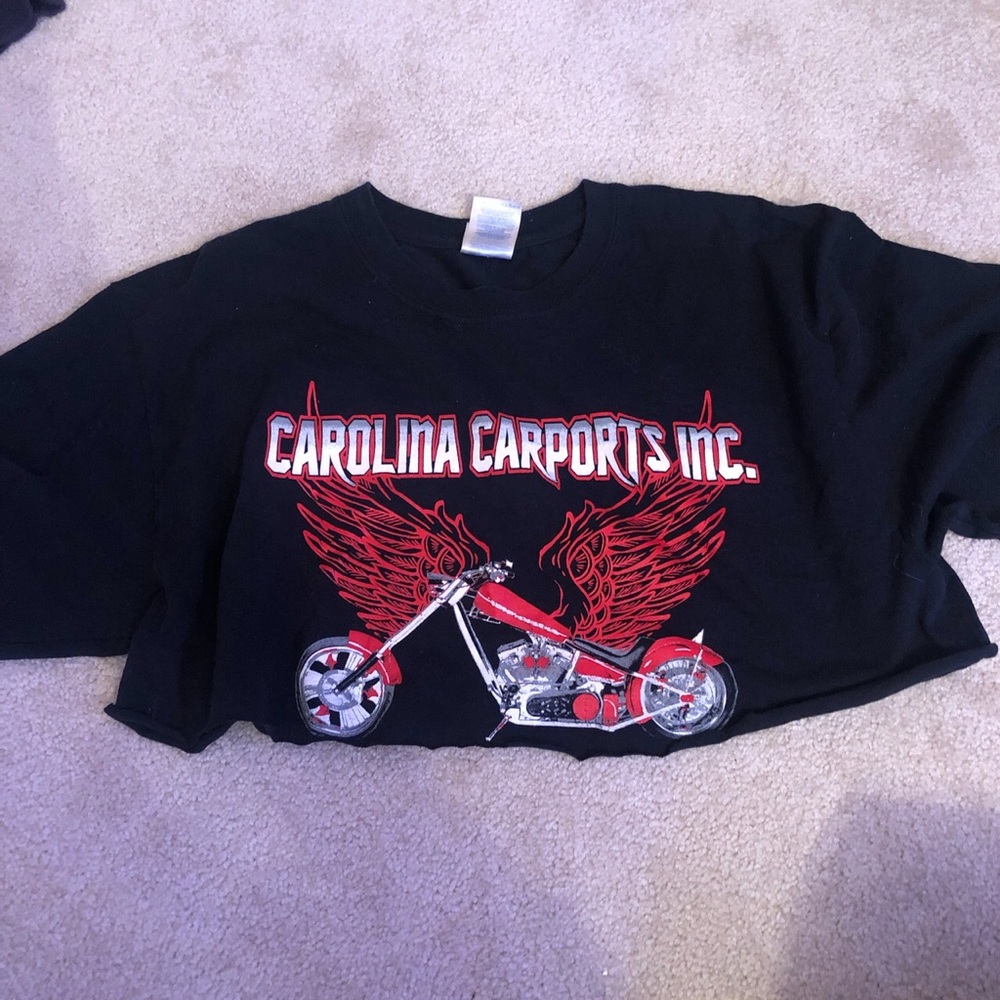cropped motorcycle tee